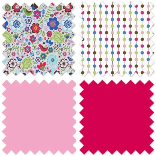 Bacati - Botanical Pink Long Crib Rail Guard Cover image {5}