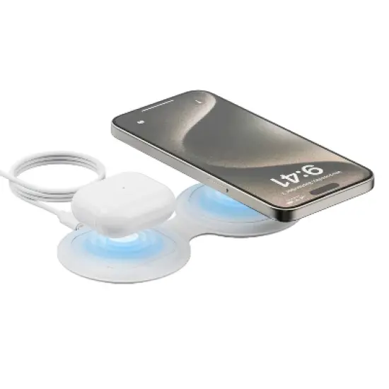 Travel Smart 2 Device Magnetic 15W Wireless Charger: Magnetic Mount, Cord Length 3 ft image {5}