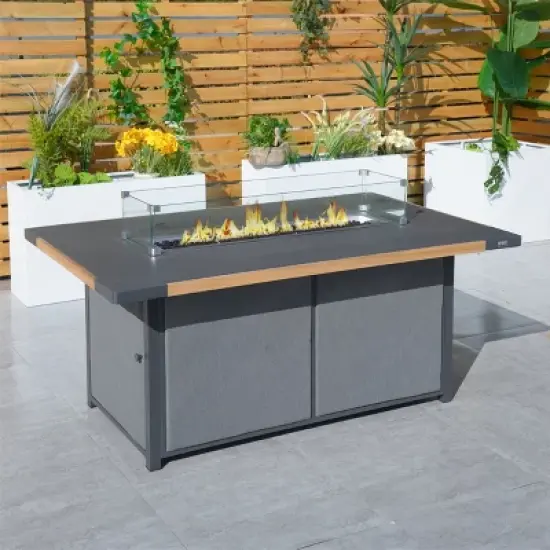 Moda Furnishings 26.77'' H x 62.99'' W Aluminum Propane Outdoor Fire Pit Table with Lid image {10}