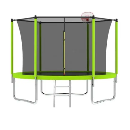 Aukfa Trampoline with Safety Enclosure Net, Outdoor Trampoline Set with Ladder for Backyard Fun for Adults/Kids image {10}