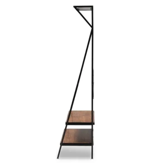 Laima Distressed Wood and Metal Finished Entryway Coat Hanger Brown/Black - Baxton Studio image {2}