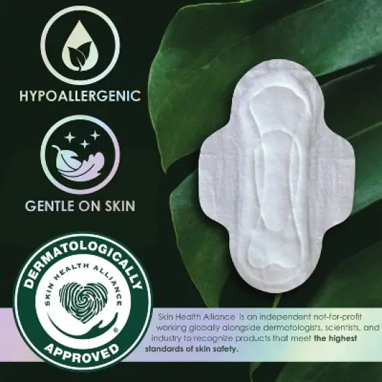 L. Organic Cotton Top Layer Ultra Thin Pads with Wings - Extra Long Overnight Absorbency - 48ct image {7}