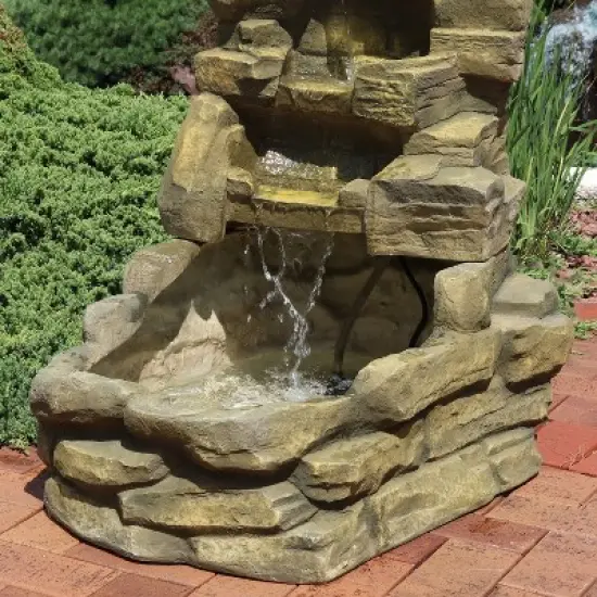 Sunnydaze 37"H Electric Fiberglass Stone Falls Waterfall Outdoor Water Fountain image {6}