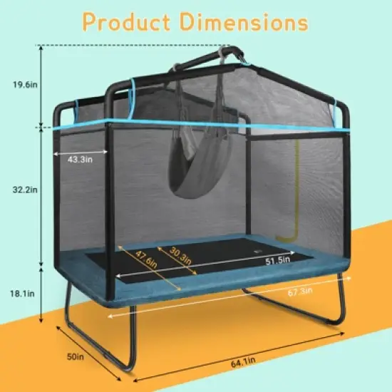 SUGIFT 3-in-1 Rectangle Kids Trampoline image {4}