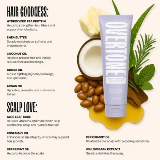 Overtone Smoky Lavender Hair Mask- Semi-Permanent Hair Dye & Color Conditioner- Vegan, Ammonia-Free, Light Purple for Brown & Blonde Hair image {2}