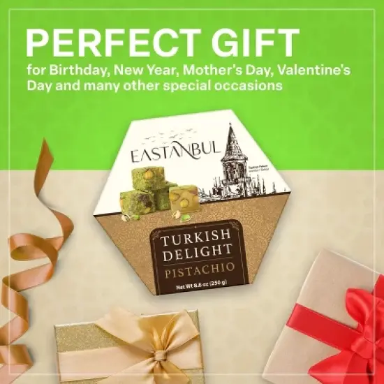 Eastanbul Turkish Delight Pistachio, Double Roasted Pistachios Filled, Lokum, Loukoumi, 8.8oz image {6}