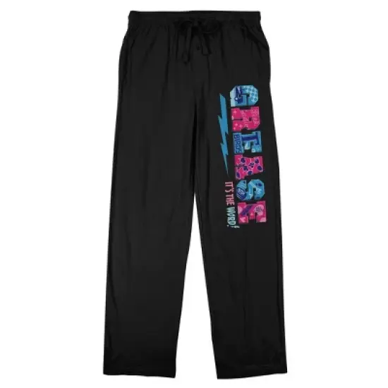 Grease Blue & Pink Movie Logo Men's Black Sleep Pajama Pants image {3}