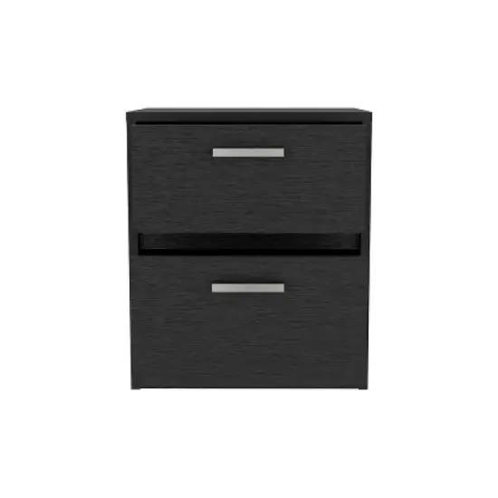 Kumasinova 20"/18" Wooden Nightstand with Open Shelf,Modern Night Stand with Drawers,Bedside Table with Metal Handles,Bedroom Furniture image {2}