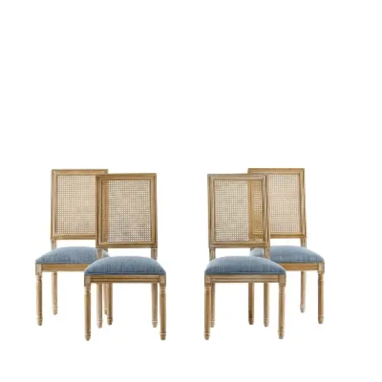 Christopher Knight Home Brownell French Country Wood and Cane Upholstered Dining Chairs (Set of 4) image {16}