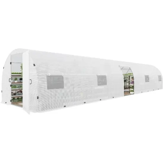 AMERLIFE 44x10x7.5 FT Tunnel Greenhouse, PE Cover, Film Clips, Galvanized Frame, Swing Door image {6}