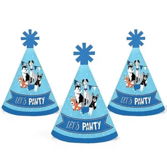 Big Dot of Happiness Pawty Like a Puppy - Mini Cone Dog Baby Shower or Birthday Party Hats - Small Little Party Hats - Set of 8 image {6}