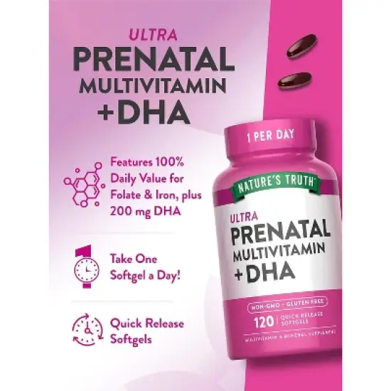 Nature's Truth Prenatal Vitamin with DHA | 120 Softgels image {4}