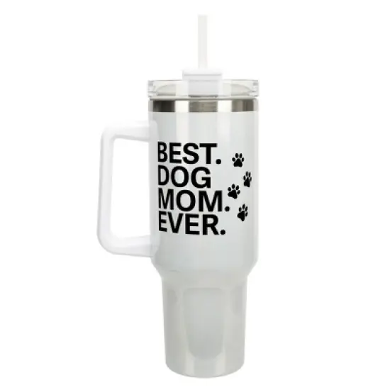 Elanze Designs Best Dog Mom Ever Pet Pawprint 40 oz. Stainless Steel, Large Water Bottle Coffee Mug, Spill & Leak Resistant, Thermal Travel Tumbler image {1}