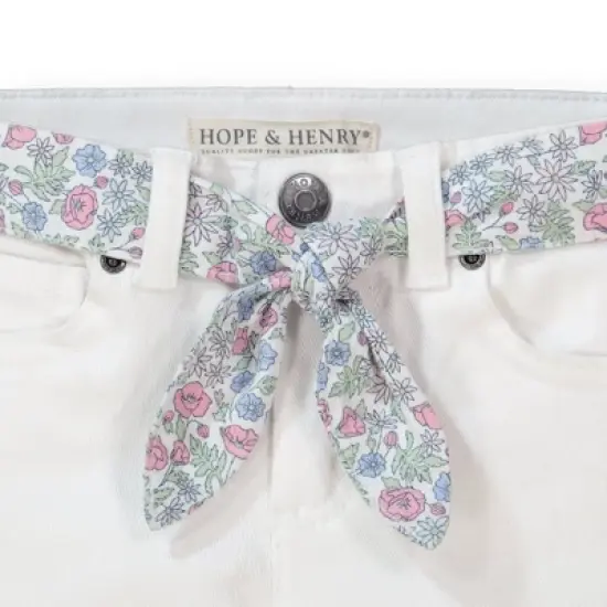 Hope & Henry Girls' Organic Cotton Skinny Stretch Denim with Fabric Belt, Infant image {2}