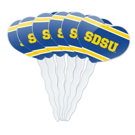South Dakota State University Stripes Heart Love Cupcake Picks Toppers Decoration Set of 6 image {7}