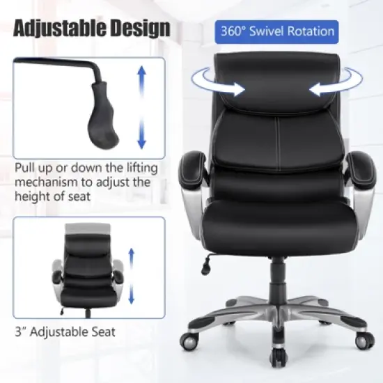 Tangkula Adjustable Executive Chair Rolling High Back Leather Office Chair Black image {8}