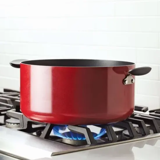 Farberware Reliance 10qt Aluminum Nonstick Wide Stock Pot Red image {3}