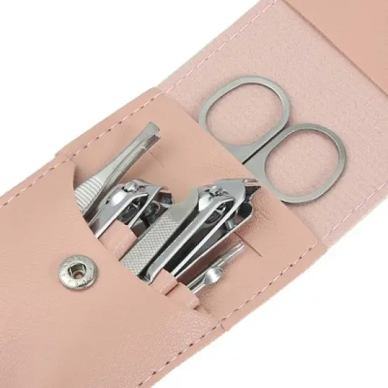 Unique Bargains Manicure Set with PU Leather Case Personal Care Tool Kits Stainless Steel Pedicure Set Silver Tone 7pcs image {2}