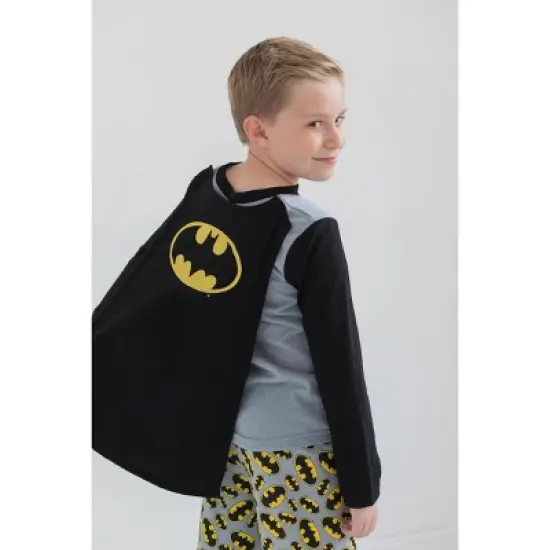 DC Comics Justice League Superman Batman Pajama Shirt and Pants Detachable Cape Sleep Set Little Kid to Big Kid image {3}