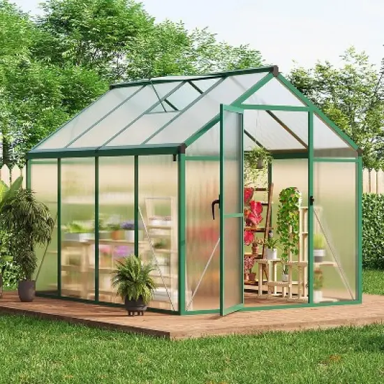 GustoWave Easy To Assemble Walk-In Aluminum Greenhouse In Green. (Upgraded Handle Version) image {8}