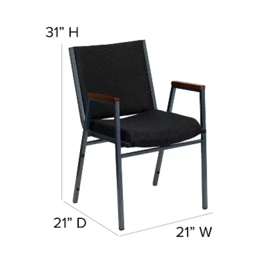 Emma and Oliver Heavy Duty Black Dot Fabric Stack Chair with Arms image {2}