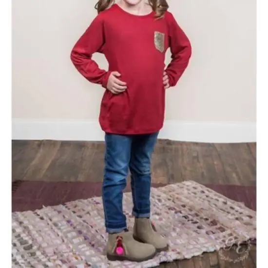 Girl's Sequin Patch Style Long Sleeve Top - Southern Grace image {1}