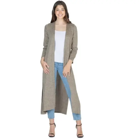24seven Comfort Apparel Womens Long Duster Open Front Knit Cardigan image {4}