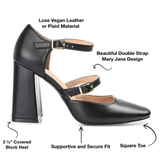Journee Collection Womens Isadorah Mary Jane Mid Block Heel Square Toe Pumps image {7}