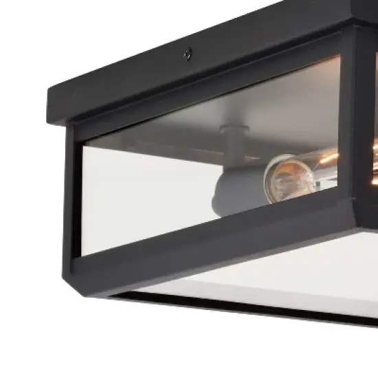 VAXCEL Kinzie Outdoor Square Flush Mount Ceiling Light with Clear Glass image {9}