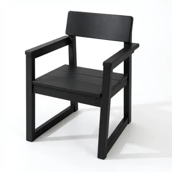 FIONECA 5-Piece HDPE Outdoor Dining Set with Umbrella Hole &uml;C Weather-Resistant Patio Table & 4 Armrest Chairs, Black image {11}