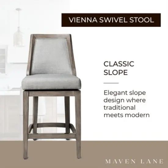 Maven Lane Vienna High-Back Kitchen Swivel Stool, Reclaimed Oak Finish image {2}