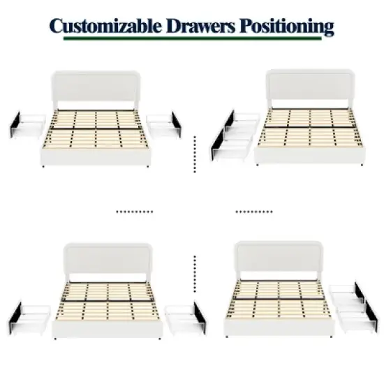 Christopher Knight Home Calvin Modern Boucle Upholstered Queen Size Bed with 2 Drawers and Adjusted Headboard image {4}