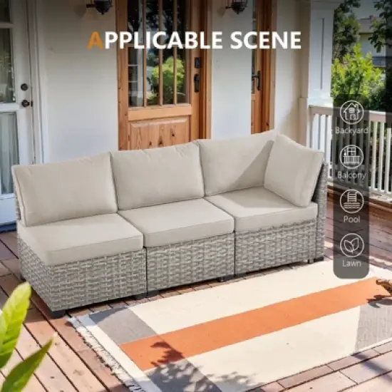 Outdoor Sectional Sofa Patio Furniture Sets with Thickened Cushions image {5}