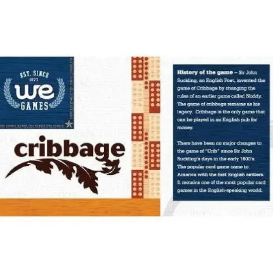 WE Games Classic Cribbage Set - Solid Wood with Inlay Sprint 3 Track Board with Metal Pegs image {7}