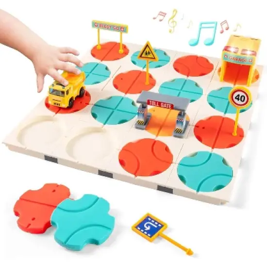 Joyfy Montesorri Construction Puzzle Toy for Kids, STEM Board Game, Logic Road Builder Logic Puzzle, Birthday Party Gift for Boys & Girls Ages 3-5 4-8 image {1}