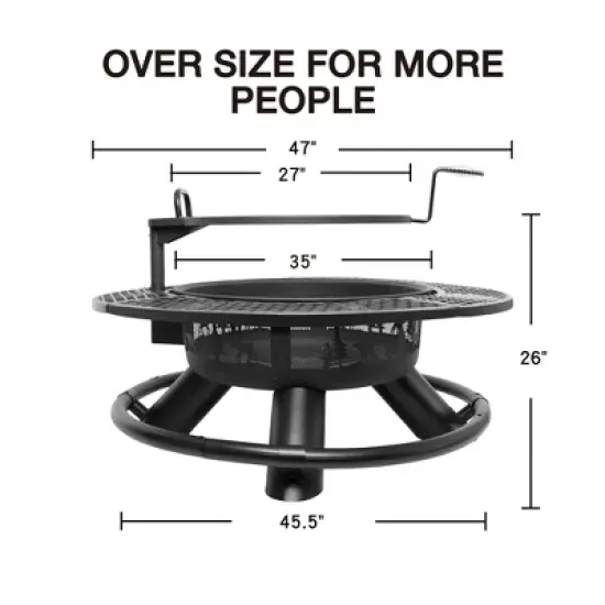 Bestier Fire Pit with Grills Grate, 47" Outdoor Firepit for Outside Wood Burning image {7}