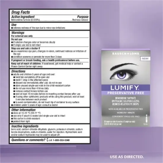 Lumify Eye Drops for Redness Relief - Preservative Free - 8ml/20ct image {6}