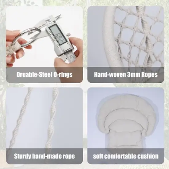 NAYSAYE Patio Swing Hammock Chair with Cushion and Arched Backrest for Indoor and Outdoor Relaxation, Beige, 31.5"*23.6"*47.2" image {2}