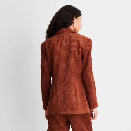 Women's Long Sleeve Notched Collar Cord Blazer - Future Collective&trade; with Reese Blutstein Rust image {1}