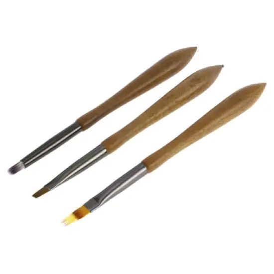 Unique Bargains Smudge Nail Painting Brushes Set for Polish Painting Home DIY Brown 3 Pcs image {6}