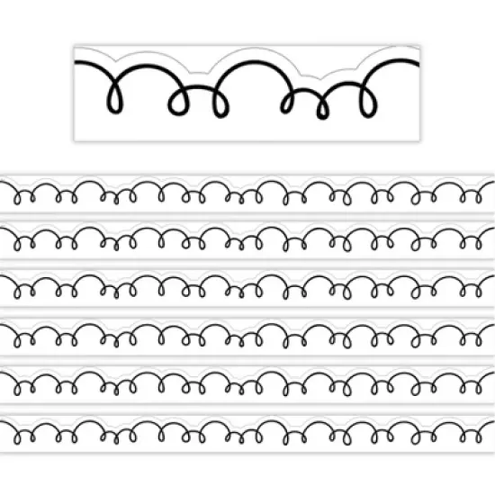 Teacher Created Resources&reg; White with Black Squiggles Die-Cut Border Trim, 35 Feet Per Pack, 6 Packs image {4}