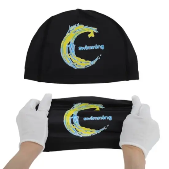 Unique Bargains Knitted PU Elastic Moon Pattern Swim Cap 1 Pc image {4}
