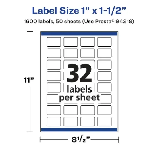 Avery Glossy White Rectangle Labels with Sure Feed, 1" x 1.5" image {4}