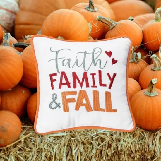 C&F Home 10" x 10" Faith, Family and Fall Embroidered Throw Pillow image {4}