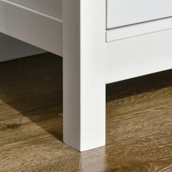 HOMCOM Kitchen Sideboard, Tempered Glass Door Buffet Cabinet with Adjustable Storage Shelf for Living Room, Kitchen, Study, White image {5}