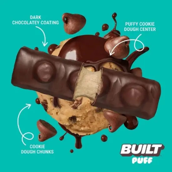 Built Bar Cookie Dough Chunk Puff Protein Bar - 15g Protein - 1.55oz image {2}