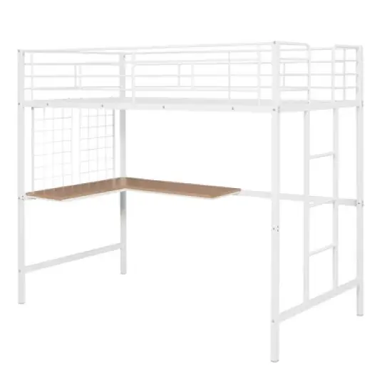 Twin Metal Loft Bed with Desk and Metal Grid - ModernLuxe image {6}
