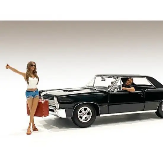 Hitchhiker 2 piece Figurine Set (White Shirt) for 1/18 Scale Models by American Diorama image {3}