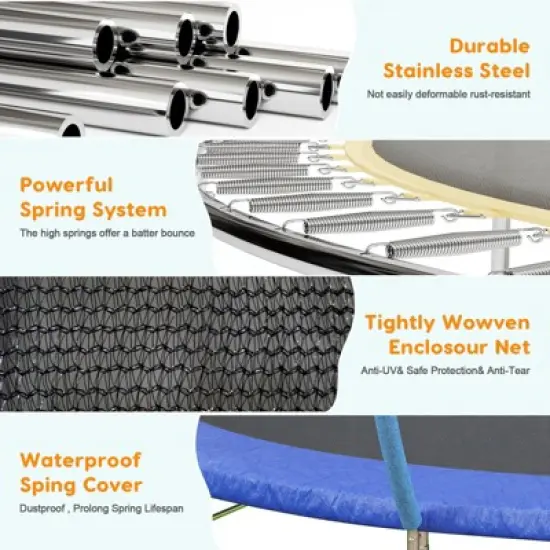 GustoWave Trampoline 14FT with Enclosure & Ladder, ASTM Approved Heavy-Duty Outdoor Recreational Trampoline for Kids Adults, 440LB Capacity image {3}