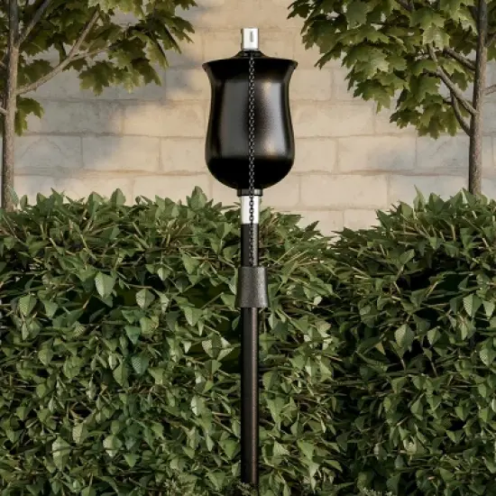 Nature Spring 45" Adjustable Black Metal Flame Torch Lamp image {2}